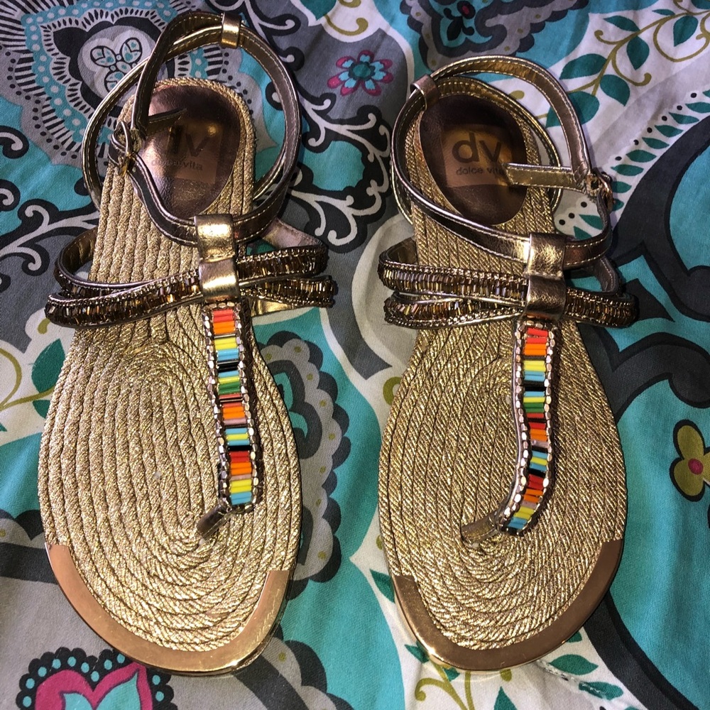 Gold beaded Dolce Vita strappy sandals
